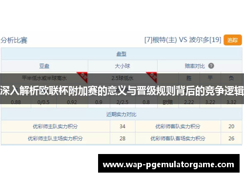 深入解析欧联杯附加赛的意义与晋级规则背后的竞争逻辑 深入解析欧联杯附加赛的意义与晋级规则背后的竞争逻辑