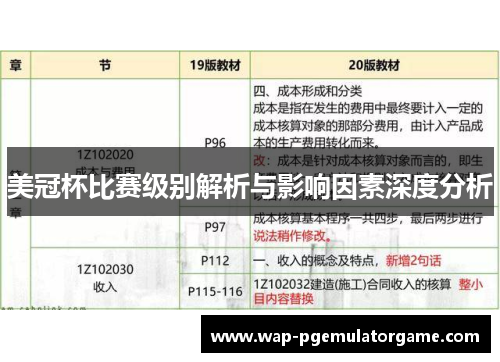 美冠杯比赛级别解析与影响因素深度分析