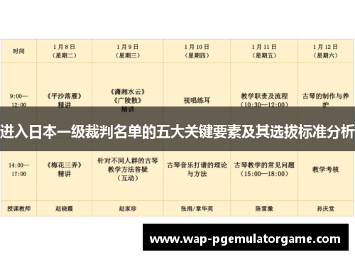 进入日本一级裁判名单的五大关键要素及其选拔标准分析