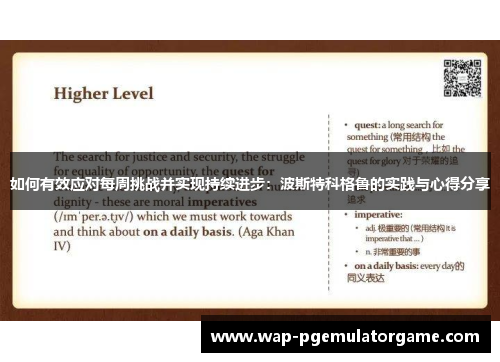 如何有效应对每周挑战并实现持续进步：波斯特科格鲁的实践与心得分享